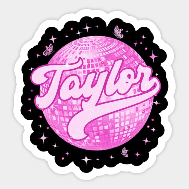 Girl Retro TAYLOR First Name Personalized Disco 70's Sticker by Tylerestra